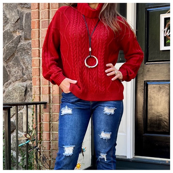 #33 RUST FALL COWL NECK KNIT SWEATER 
Perfect sweater to start fall with! - Picture 5 of 6
